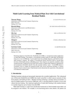 Multi-Label Learning from Medical Plain Text with Convolutional Residual
  Models
