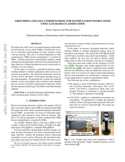 Grounded Language Understanding for Manipulation Instructions Using
  GAN-Based Classification