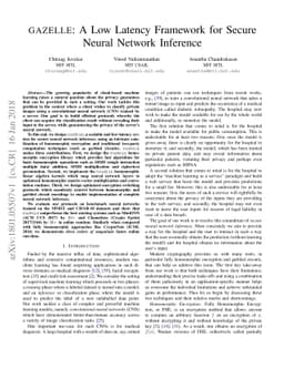 Gazelle: A Low Latency Framework for Secure Neural Network Inference