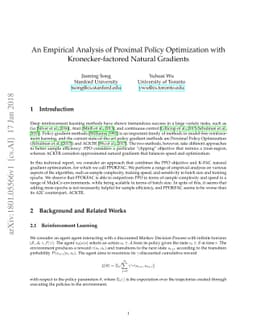 An Empirical Analysis of Proximal Policy Optimization with
  Kronecker-factored Natural Gradients