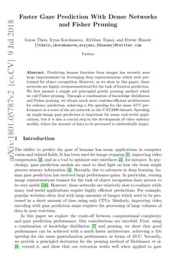 Faster gaze prediction with dense networks and Fisher pruning