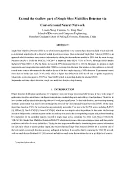 Extend the shallow part of Single Shot MultiBox Detector via
  Convolutional Neural Network