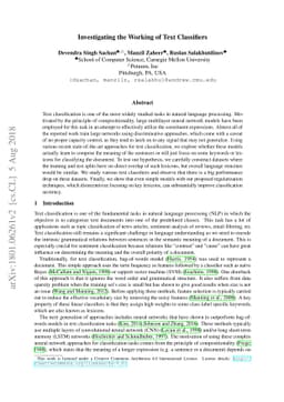 Investigating the Working of Text Classifiers