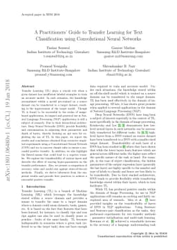 A Practitioners' Guide to Transfer Learning for Text Classification
  using Convolutional Neural Networks