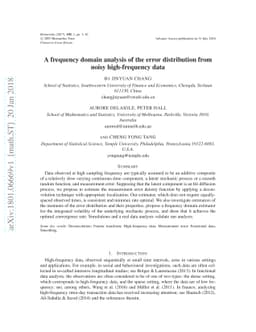 A frequency domain analysis of the error distribution from noisy
  high-frequency data