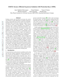 ERIM: Secure, Efficient In-process Isolation with Memory Protection Keys
  (MPK)
