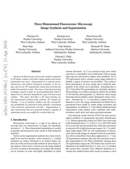 Three Dimensional Fluorescence Microscopy Image Synthesis and
  Segmentation