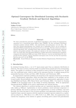 Optimal Convergence for Distributed Learning with Stochastic Gradient
  Methods and Spectral Algorithms