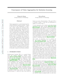 Convergence of Value Aggregation for Imitation Learning