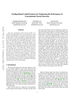 Feeding Hand-Crafted Features for Enhancing the Performance of
  Convolutional Neural Networks