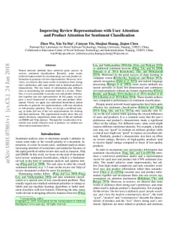 Improving Review Representations with User Attention and Product
  Attention for Sentiment Classification