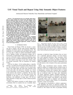 UAV Visual Teach and Repeat Using Only Semantic Object Features