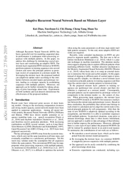 Adaptive Recurrent Neural Network Based on Mixture Layer
