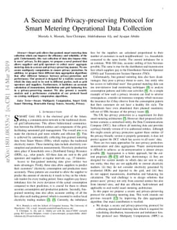 A Secure and Privacy-preserving Protocol for Smart Metering Operational
  Data Collection