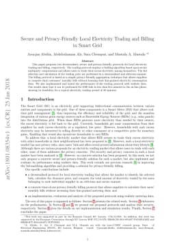 Secure and Privacy-Friendly Local Electricity Trading and Billing in
  Smart Grid