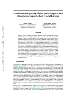 Classification of sparsely labeled spatio-temporal data through
  semi-supervised adversarial learning