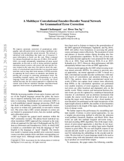 A Multilayer Convolutional Encoder-Decoder Neural Network for
  Grammatical Error Correction