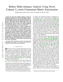 Robust Multi-subspace Analysis Using Novel Column L0-norm Constrained
  Matrix Factorization
