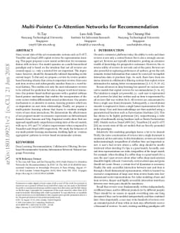 Multi-Pointer Co-Attention Networks for Recommendation
