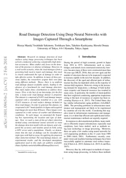 Road Damage Detection Using Deep Neural Networks with Images Captured
  Through a Smartphone