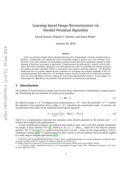 Learning-based Image Reconstruction via Parallel Proximal Algorithm