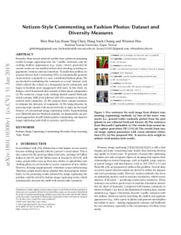 Netizen-Style Commenting on Fashion Photos: Dataset and Diversity
  Measures