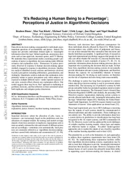 Ít's Reducing a Human Being to a Percentage'; Perceptions of Justice in
  Algorithmic Decisions
