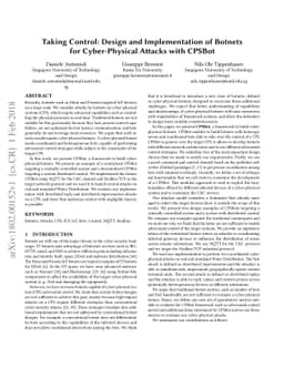 Taking Control: Design and Implementation of Botnets for Cyber-Physical
  Attacks with CPSBot