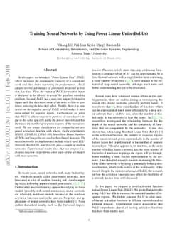 Training Neural Networks by Using Power Linear Units (PoLUs)