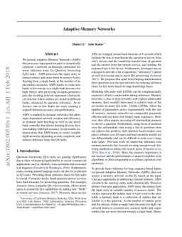 Adaptive Memory Networks