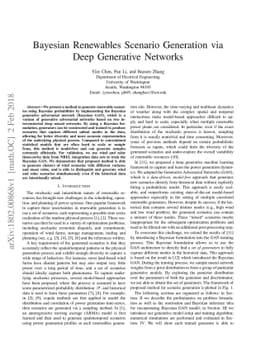Bayesian Renewables Scenario Generation via Deep Generative Networks