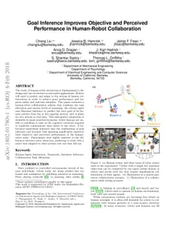 Goal Inference Improves Objective and Perceived Performance in
  Human-Robot Collaboration