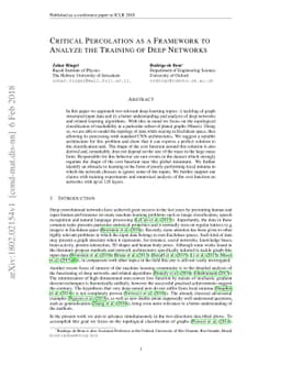 Critical Percolation as a Framework to Analyze the Training of Deep
  Networks