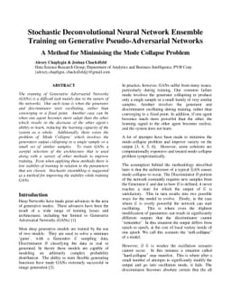 Stochastic Deconvolutional Neural Network Ensemble Training on
  Generative Pseudo-Adversarial Networks