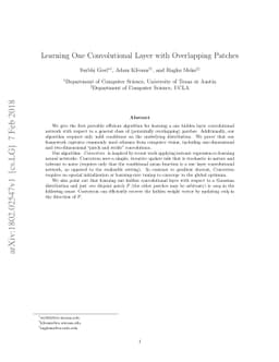 Learning One Convolutional Layer with Overlapping Patches