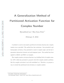 A Generalization Method of Partitioned Activation Function for Complex
  Number