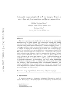 Automatic segmenting teeth in X-ray images: Trends, a novel data set,
  benchmarking and future perspectives
