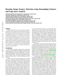 Boosting Image Forgery Detection using Resampling Features and Copy-move
  analysis