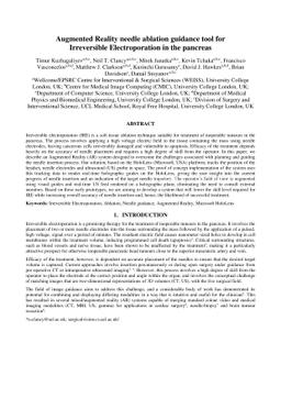 Augmented Reality needle ablation guidance tool for Irreversible
  Electroporation in the pancreas