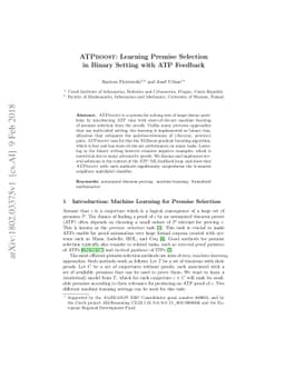 ATPboost: Learning Premise Selection in Binary Setting with ATP Feedback