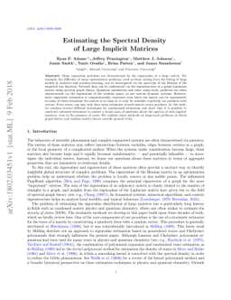 Estimating the Spectral Density of Large Implicit Matrices
