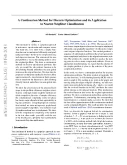 A Continuation Method for Discrete Optimization and its Application to
  Nearest Neighbor Classification