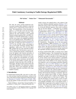 Path Consistency Learning in Tsallis Entropy Regularized MDPs