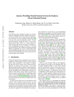 Aurora: Providing Trusted System Services for Enclaves On an Untrusted
  System