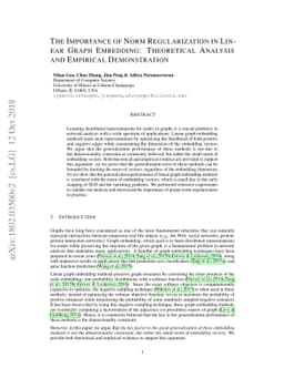 The Importance of Norm Regularization in Linear Graph Embedding:
  Theoretical Analysis and Empirical Demonstration