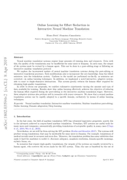 Online Learning for Effort Reduction in Interactive Neural Machine
  Translation