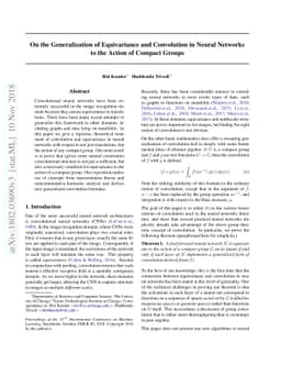On the Generalization of Equivariance and Convolution in Neural Networks
  to the Action of Compact Groups