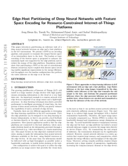 Edge-Host Partitioning of Deep Neural Networks with Feature Space
  Encoding for Resource-Constrained Internet-of-Things Platforms