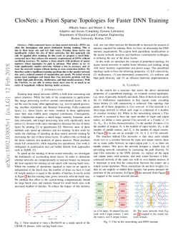 ClosNets: a Priori Sparse Topologies for Faster DNN Training