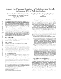 Unsupervised Anomaly Detection via Variational Auto-Encoder for Seasonal
  KPIs in Web Applications